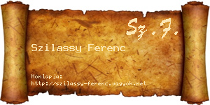 Szilassy Ferenc névjegykártya